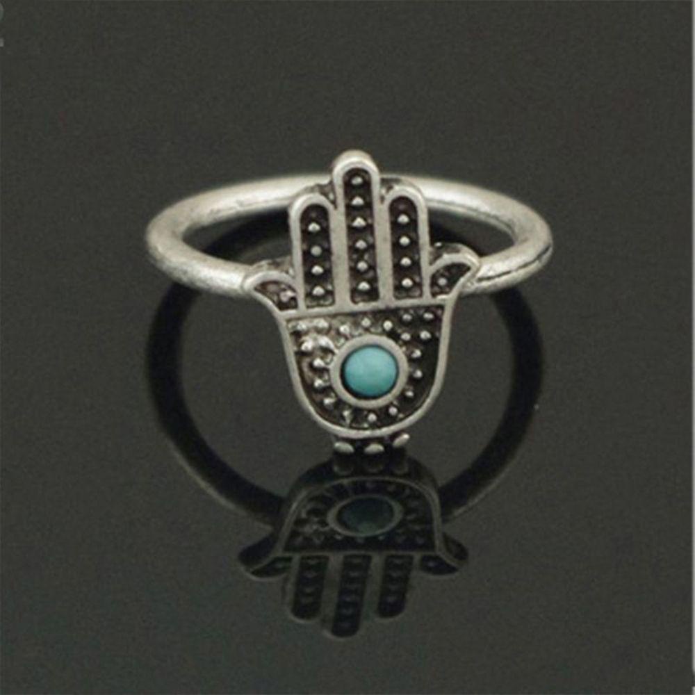 SOMEDAYZL Nhẫn May Mắn Mạ Bạc Hình Bàn Tay Fatima Phong Cách Boho