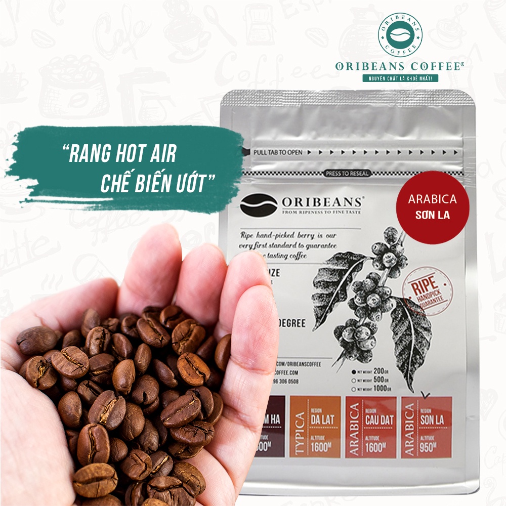 Cà phê Oribeans Arabica Espresso Sơn La 100% tự nhiên hương quả ngọt vị chua chanh leo, ca phe, espresso