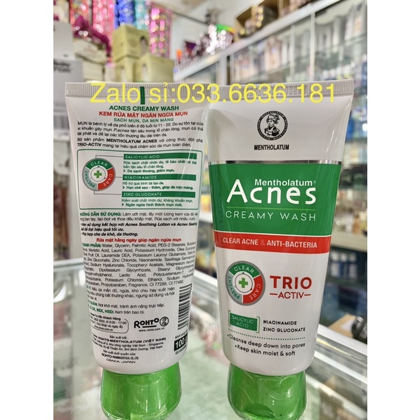 sữa rửa mặt acnes ngăn ngừa mụn,sạch muộn và mịn da chi 100g