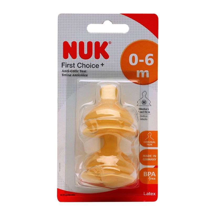 Núm ty cao su siêu mềm thay bình cổ rộng NUK 0-6 tháng size M (núm sữa)