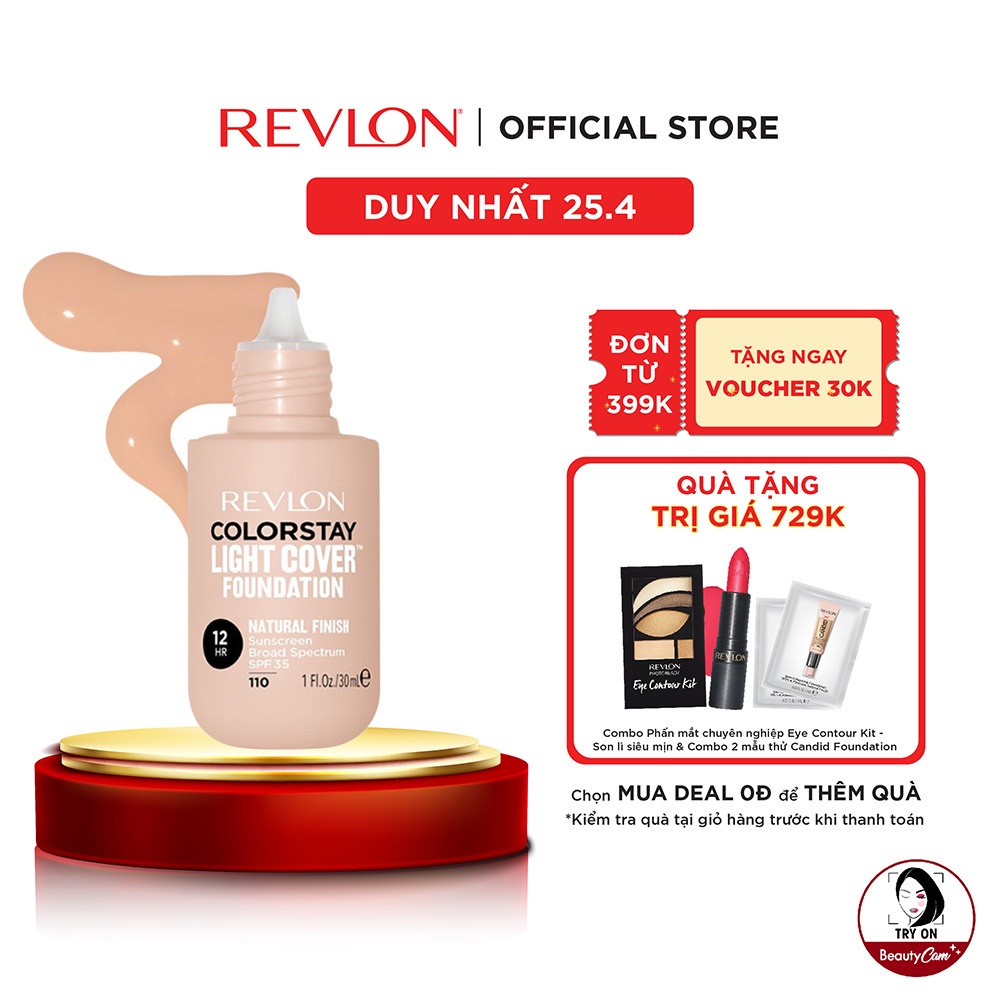 [Thêm vào giỏ hàng &amp; nhận quà] KEM NỀN MỎNG NHẸ LÂU PHAI 12H - REVLON COLORSTAY LIGHT COVER™ FOUNDATION SPF 34 30ml