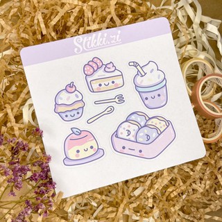 Sticker các món tráng miệng ăn vặt vui vẻ