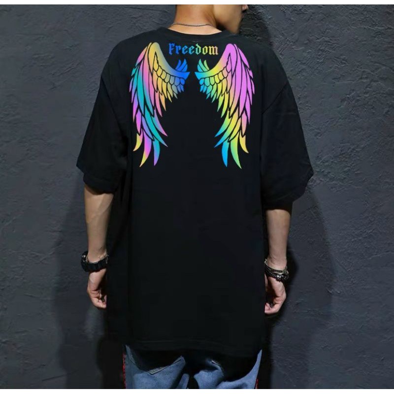 Áo thun form rộng tay lỡ phát sáng cánh chim , áo thun nam dạ quang , áo thun unisex form rộng