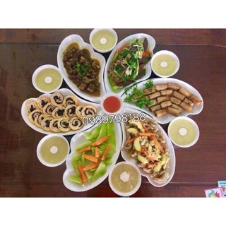 Set đĩa hoa 6 cánh gốm sứ Bát Tràng