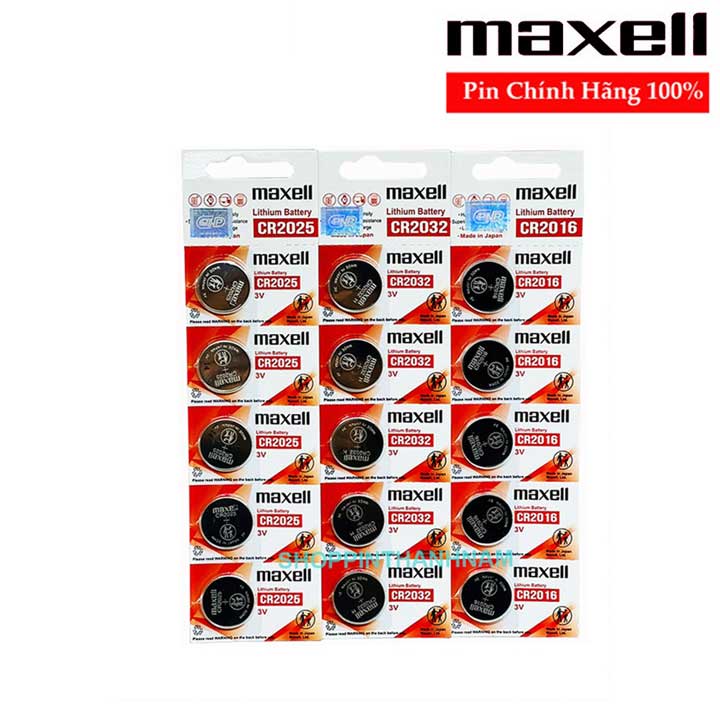 Vĩ 5 viên Pin CR2016 - CR2025 – CR 2032 Maxell Lithium 3V chính hãng