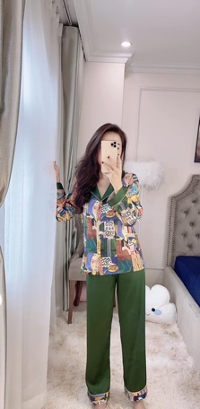 PIJAMA LỤA PHỐI HOẠ TIẾT CAO CẤP