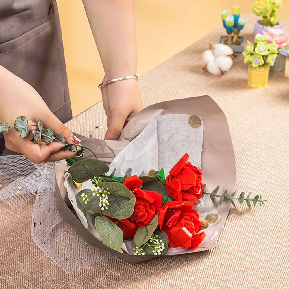 RAINBOW Đồ Chơi Lắp Ráp Hình Hoa Hồng Ba Chiều Màu Đỏ Lưới Mới
