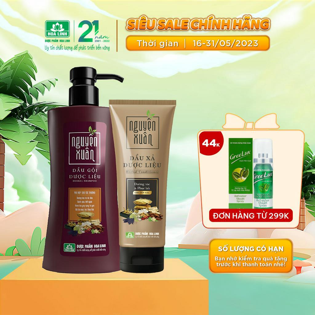 Bộ Dầu gội 350ml và Dầu xả 180ml Nguyên Xuân nâu _ Dành cho tóc thường