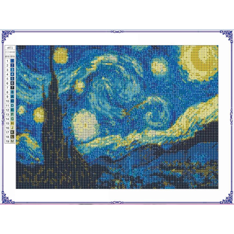 Bộ tranh đính đá thủ công 5D chủ đề tranh "Đêm đầy sao" của Van Gogh | BigBuy360 - bigbuy360.vn