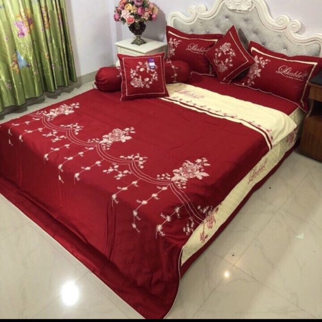 Trọn bộ chăn ga gôid côttog satin 7 món cao cấp