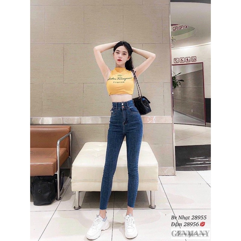 KÈM ẢNH THẬT QUẦN JEAN XANH CẠP CAO TÚI NẮP VNXK