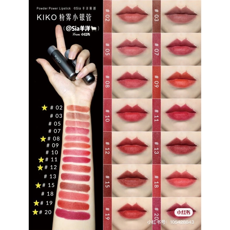 Son Kiko Milano Powder Power Lipstick +2% phí bán hàng