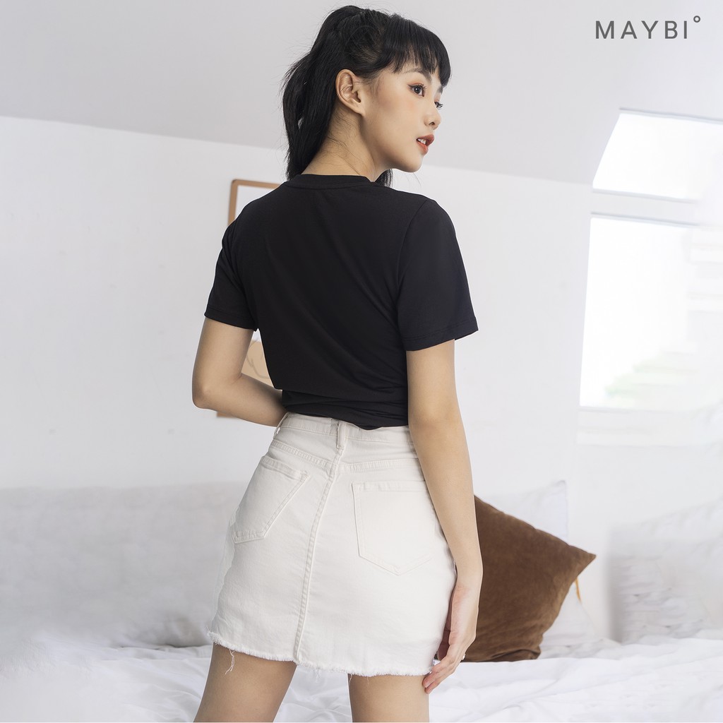 Váy quần Khaki thun trắng wash rách