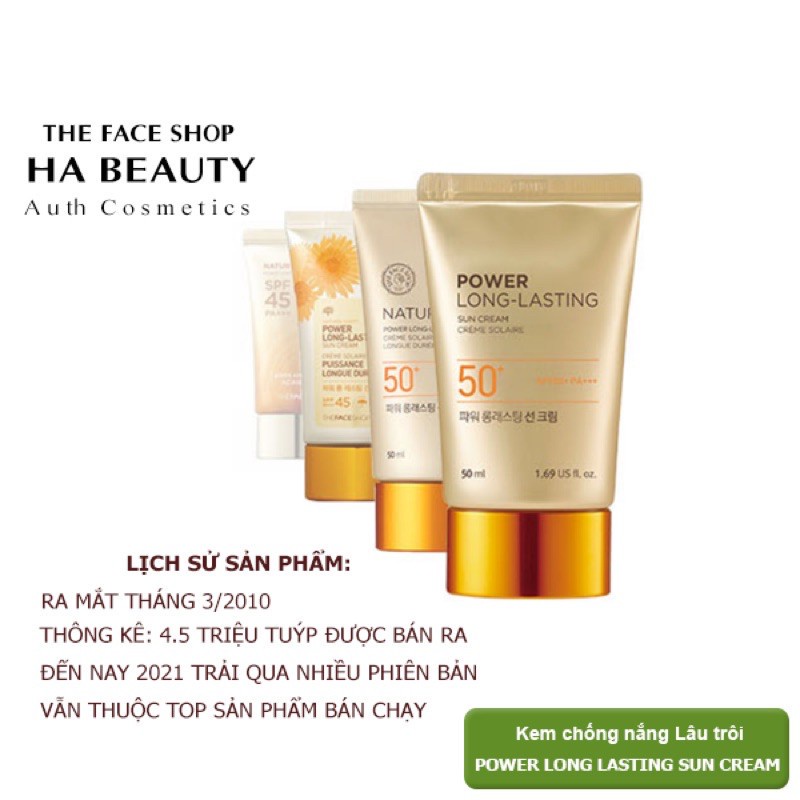 Kem chống nắng trang điểm The Face Shop dưỡng da lâu trôi Power Long Lasting SPF50+ PA+++ 50ml