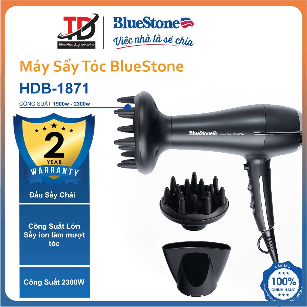 Máy sấy tóc Bluestone HDB-1871, Công Suất 2300W, Bảo Hành Chính Hãng 2 Năm