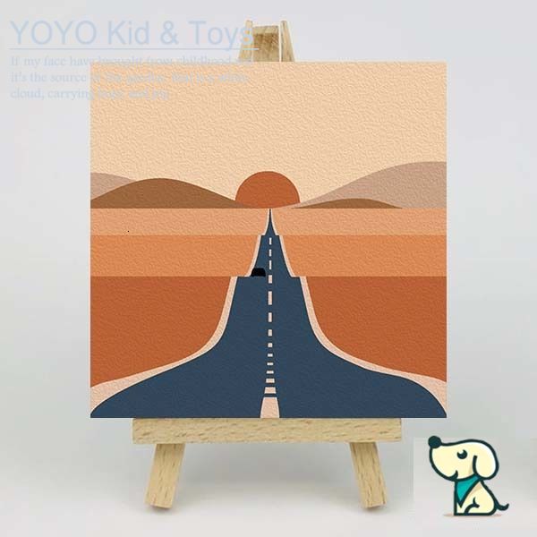 YoYo❤️Wall Art  tranh sơn dầu số hoá DIY Canvas Acrylic Paint / Painting kit / Deco Colouring art / 20X20CM noframe Desert Road XH123