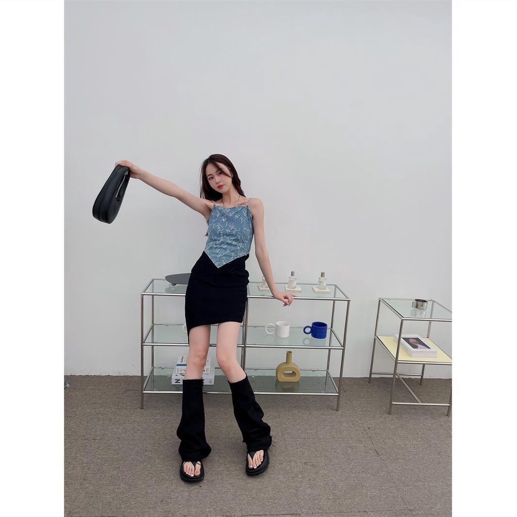 Giày Bốt denim Cổ Cao Đế Dày Thời Trang Mùa Hè Hàng Mới 2022 Cho Bạn Gái