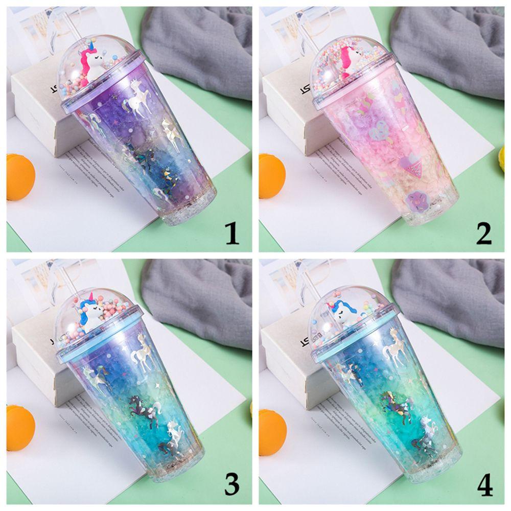 Bình Nước Kỳ Lân Dễ Thương Kèm Ống Hút 450ml Ket1