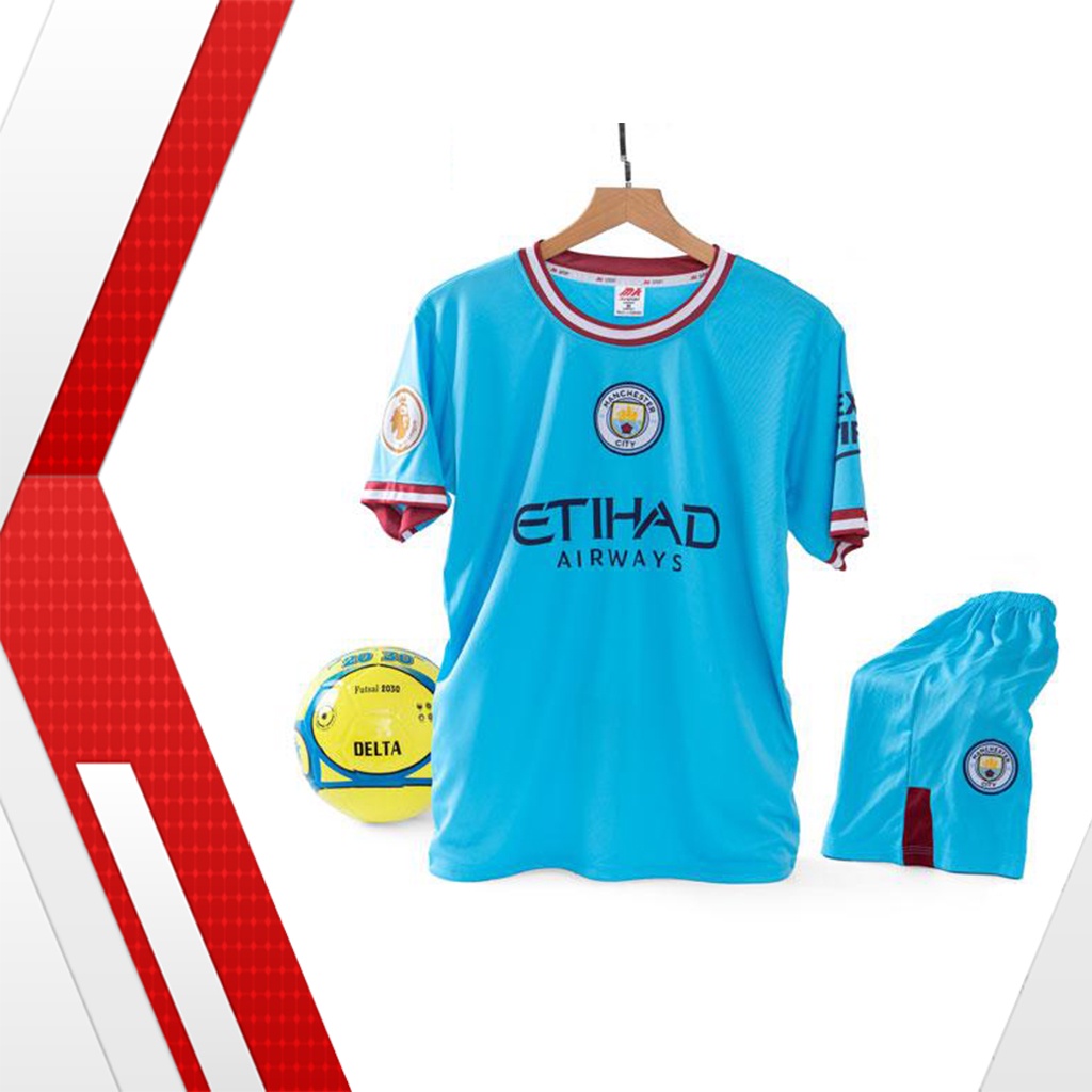 Quần áo đá banh, đá bóng CLB Man City sân nhà, sân khách 2022 , vải thu lạnh siêu mát