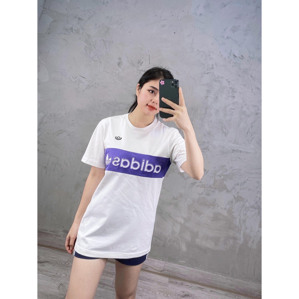 (HÀNG XUẤT XỊN) Áo das trắng pha tím 1689 SAMTAG COLOBLOCK TEE PURPLE Made in Cambodia full tag code  Size XS S M L