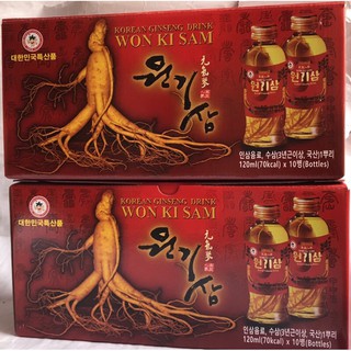 Combo 2 hộp Nước uống ngâm rễ củ sâm Hàn Quốc 10 chai x 120ml, nước hồng sâm