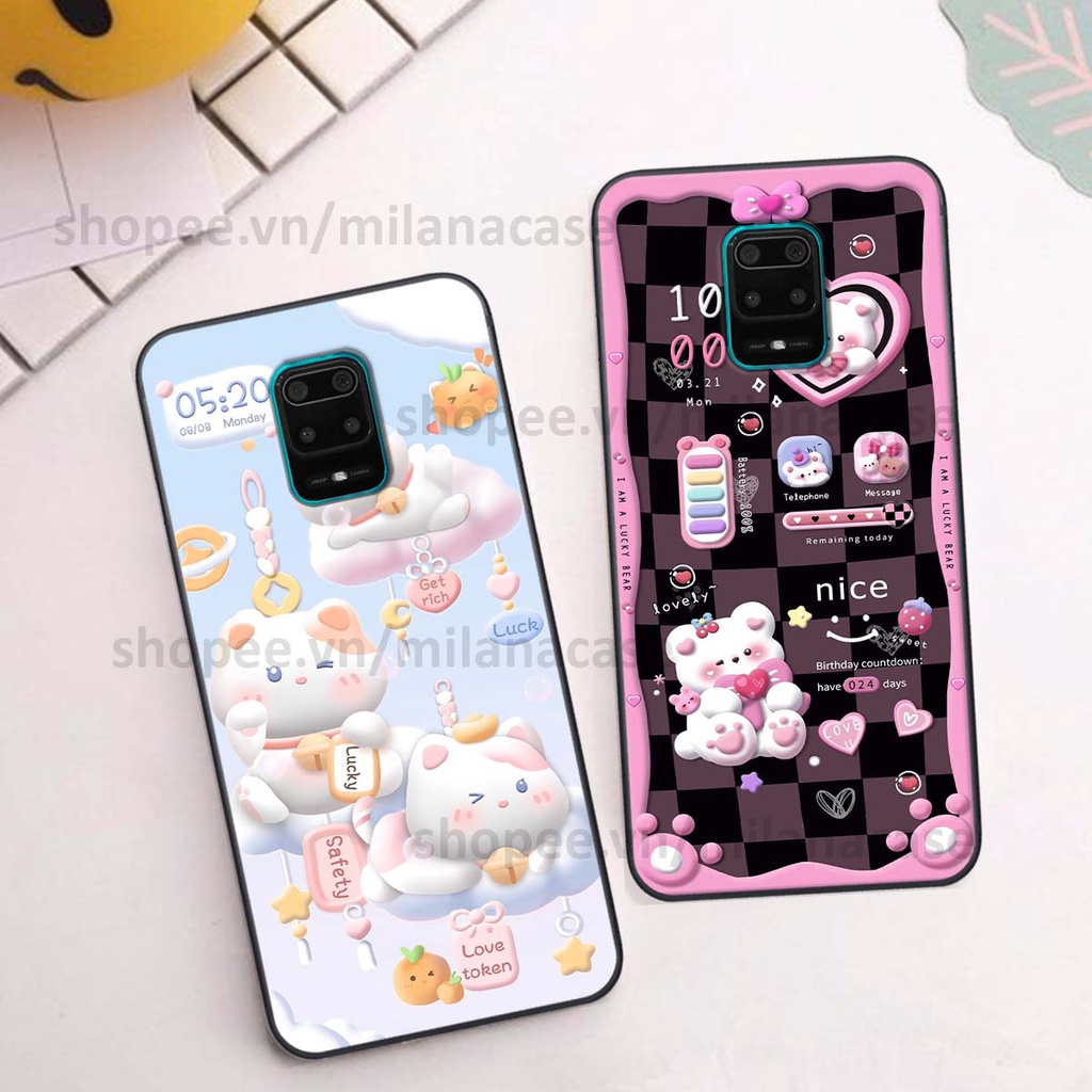 Ốp Xiaomi Redmi Note 9 / Note9s / Note 9 Pro hình đồng hồ icon gấu mèo cute cực dễ thương ngộ nghĩnh