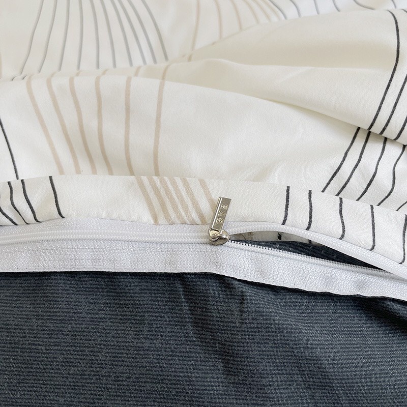 Bộ vỏ chăn ga gối 4 món Cotton Poly vân trắng (Ảnh thật ở phía cuối)