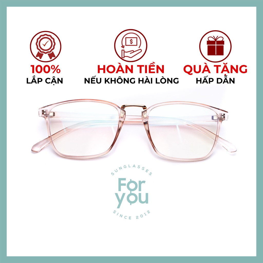 Gọng kính nhựa dẻo nữ tính gọng vuông hot trend màu hồng Tr 210
