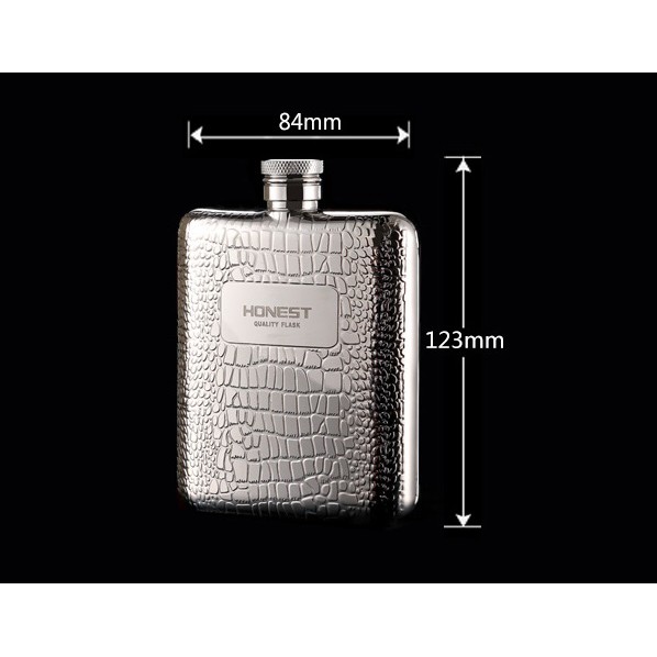 Bình đựng rượu inox bỏ túi Honest 6oz , hoa văn da cá sấu cực cá tính