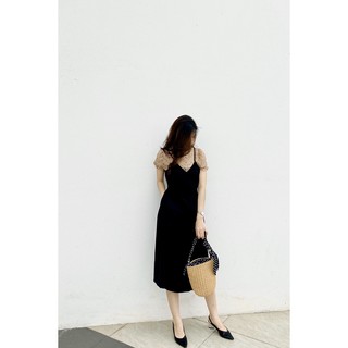 Đầm ngắn tay phối áo tay bồng - 92Wear