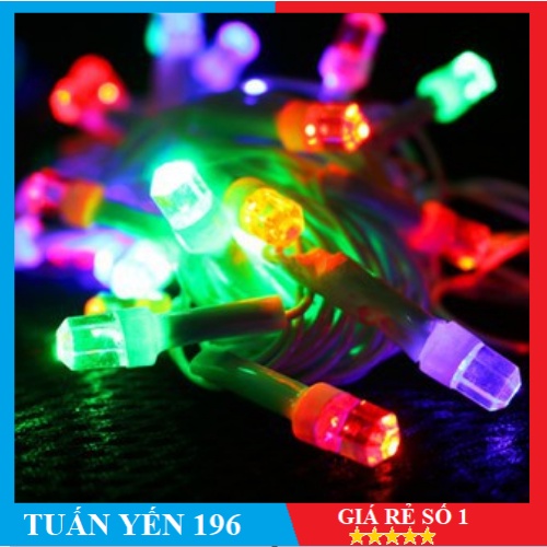Đèn led dây có chớp dài 8m bóng lục giác/tròn lớn, có đầu nối