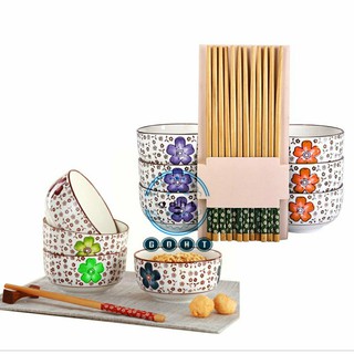 bất nhật- bộ 6 bát 6 đũa kèm vỏ hộp túi xách