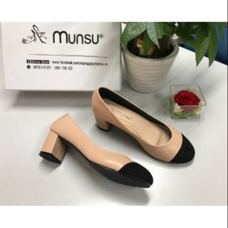 🆕️Giày Munsu_ Giày bít mũi tròn gót vuông 5cm