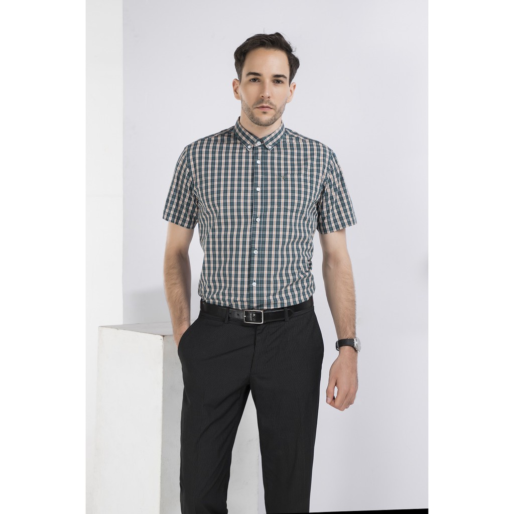Áo sơ mi nam DARNELL, áo tay ngắn kẻ caro chất cotton cao cấp bền đẹp DN0041 | BigBuy360 - bigbuy360.vn