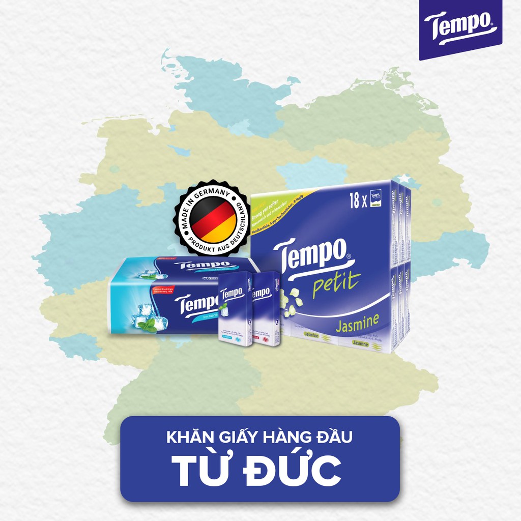 Khăn giấy bỏ túi 4 lớp Tempo Regular Icy Menthol lốc 10 gói