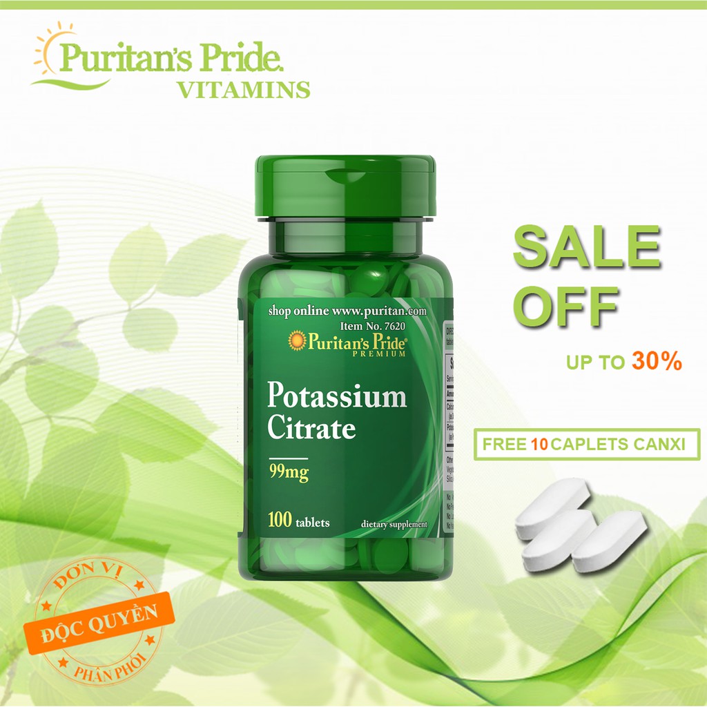 Bổ sung Kali Potassium Citrate Puritan's Pride 100 viên