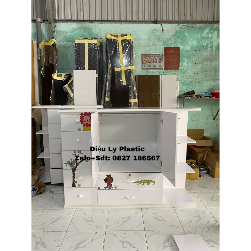 Tủ quần áo nhựa đài loan cho bé dán hình thú siêu xinh.FREESHIP kv HCM | BigBuy360 - bigbuy360.vn