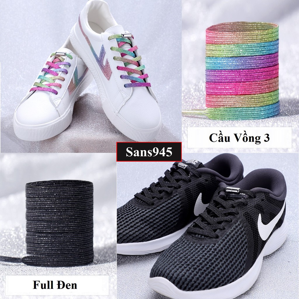 Dây giày thông minh không cần buộc Sans945 co giãn bản dẹt cho giày thể thao sneaker nam nữ nhiều màu trắng đen xanh xám