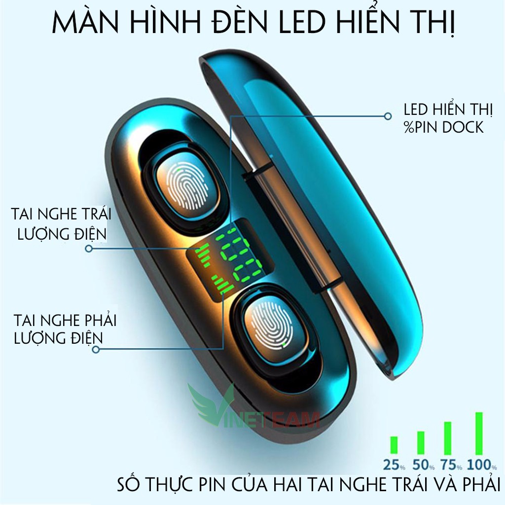 Tai Nghe Bluetooth 5.0 TWS G5S✔Tự động kết nối✔Âm thanh 6D✔Chống ồn CVC8.0✔Kèm Hộp Sạc Pin 3500mah -DC4013