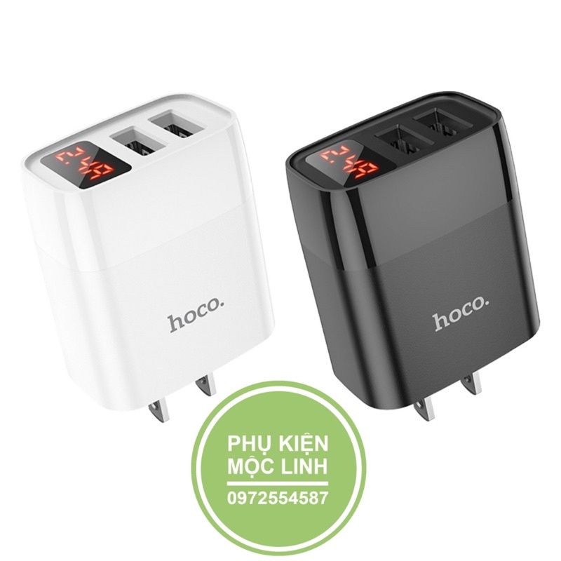Củ Sạc HOCO C86 dòng điện 2.4A - 2 cổng USB có màn hình LED dùng cho iPhone / iPad / Android - CHÍNH HÃNG