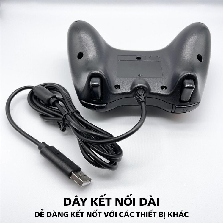 Tay cầm chơi game USB for PC 360 có dây chống rung màu đen và trắng