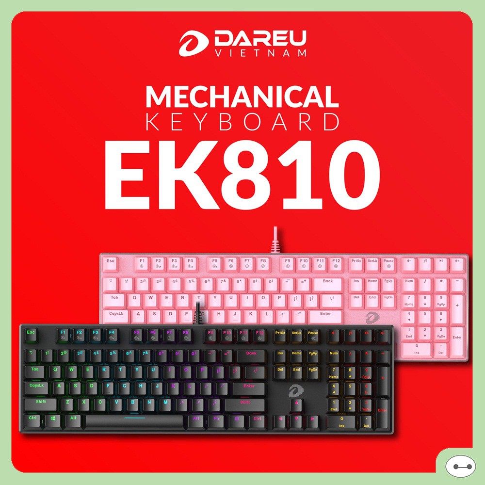 BÀN PHÍM CƠ DAREU EK810 108 KEYS HỒNG - ĐEN