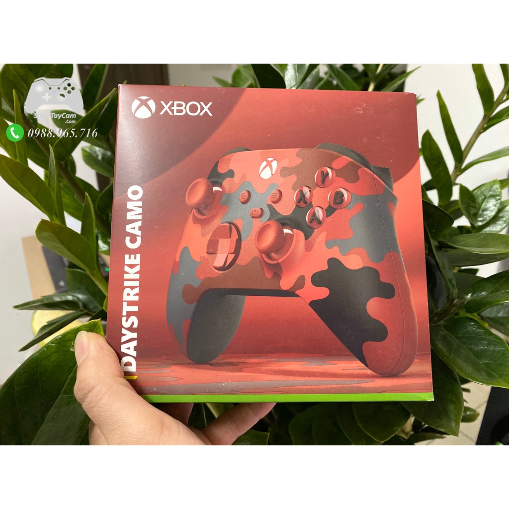 Tay Cầm Xbox One X / Xbox Seri X Chính Hãng Màu Đỏ Camo Daystrike Camo + Dây Cáp Cable Type-C Xịn | Shoptaycam