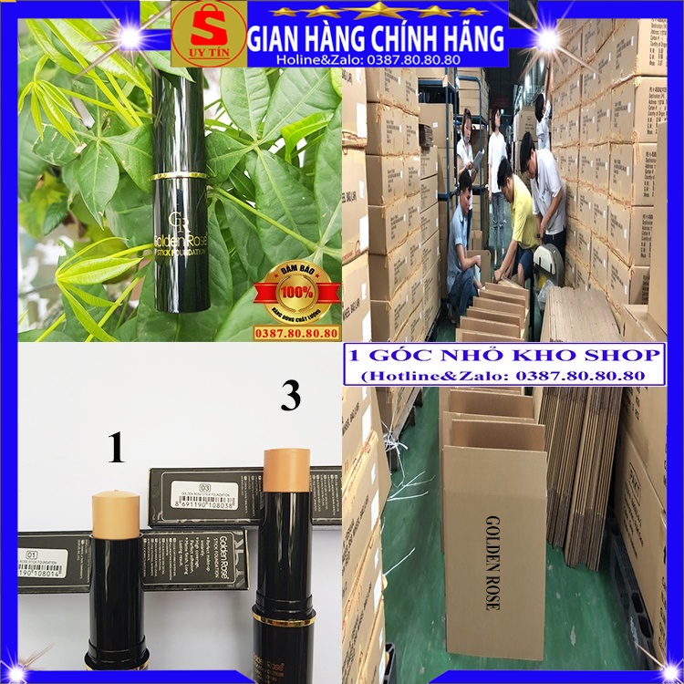 Phấn nền che khuyết điểm kiềm dầu nâng tone dạng thỏi chính hãng Golden Rose cho da dầu mụn khô nhạy cảm hỗn hợp kem nền