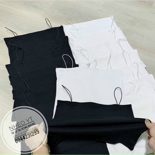 Áo 2 dây croptop đen trơn (Có ảnh thật) Freesize