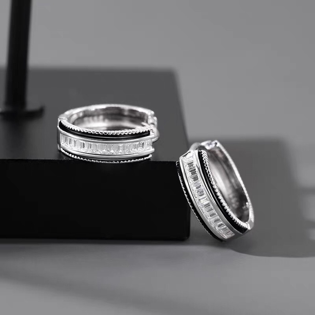 Bông tai, Khuyên tai nam nữ dáng tròn đính đá họa tiết độc đáo phong cách âu mỹ, Cá tính, Unisex, ES792, 1 chiếc