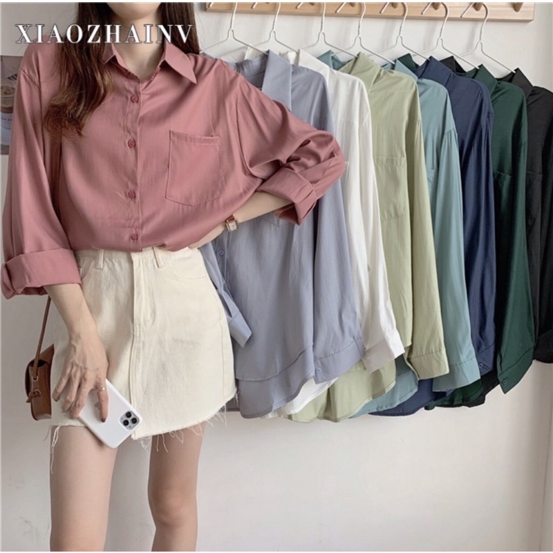 Áo sơ mi dài tay phong cách Hàn Quốc