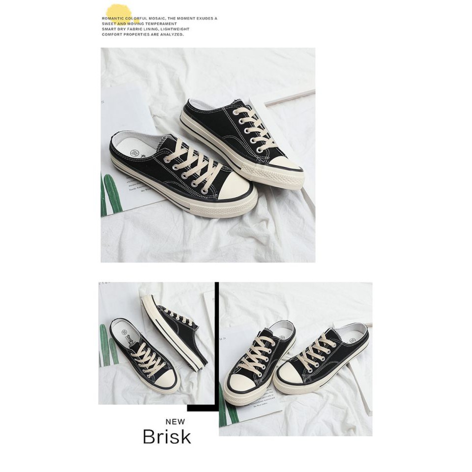 2021 Summer 1970S Semi-Drag Canvas Shoes Male Large Size 41-45 Students Korean Version Of No Lazy Shoes 40 Cloth Slipper