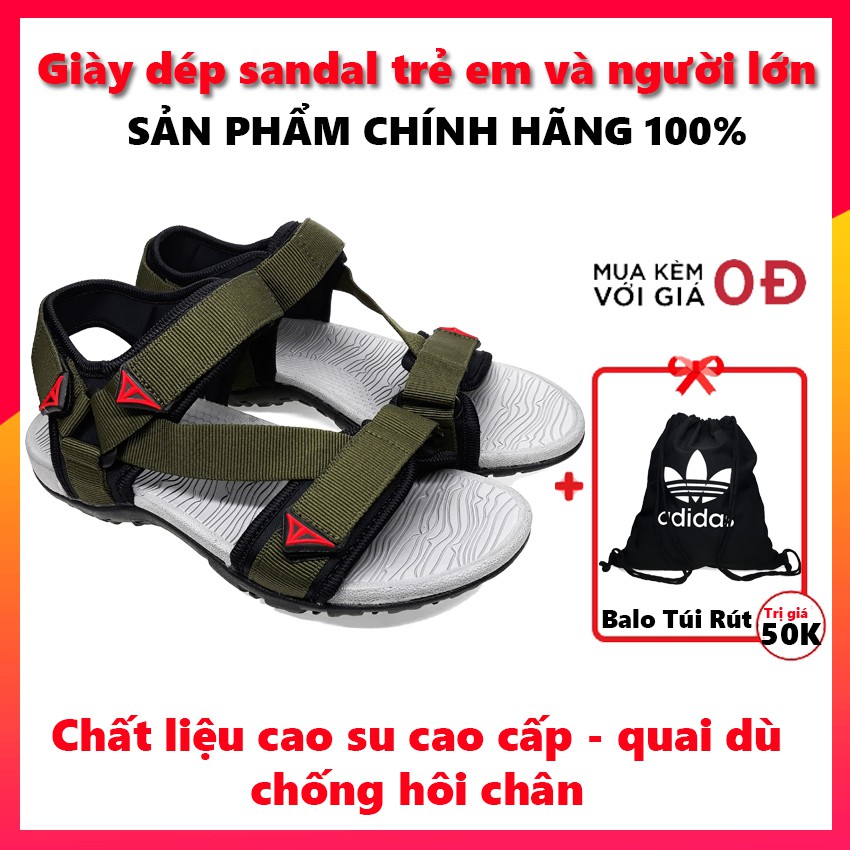 Giày sandal nam nữ cao cấp xuất khẩu thời trang trẻ em và người lớn vt02 xanh rêu