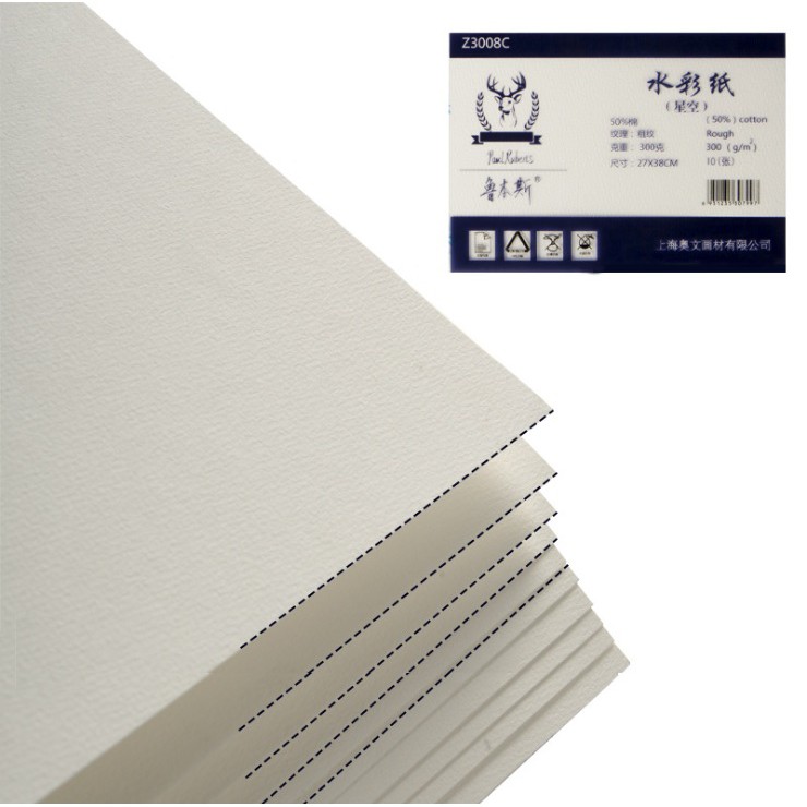 Giấy vẽ màu nước Paul Rubens tệp lẻ 300gsm 20 tờ 50% Cotton cỡ 135 x 195 mm